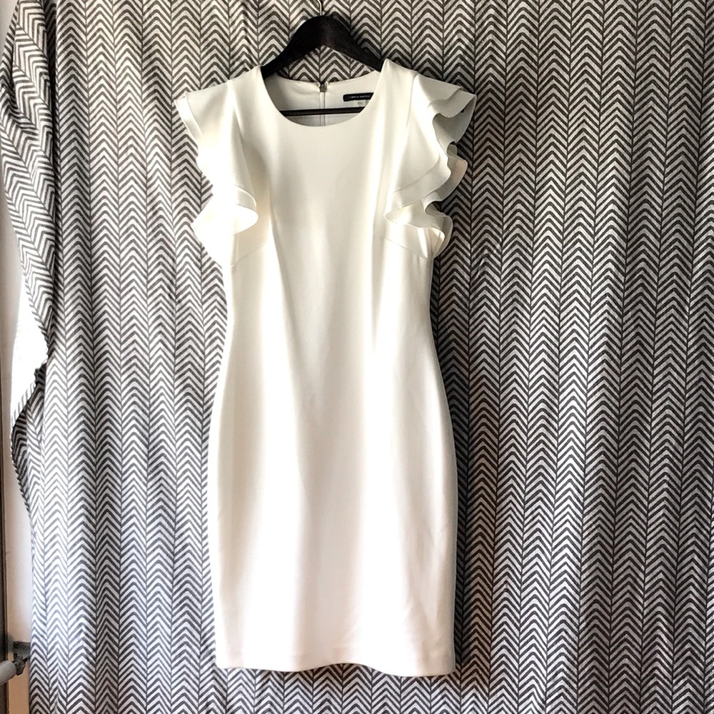 Tommy Hilfiger White Flutter Sleeve Dress Sz 6 Womens